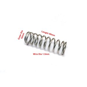 compression spring 16mm outer diameter and 50mm length, 5mm pitch, 1.5mm wire compression spring (pack of 2)