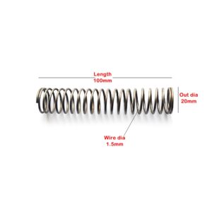 compression spring 20mm outer diameter and 100mm length, 5mm pitch, 1.5mm wire compression spring (pack of 2)