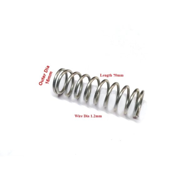 compression spring 16mm outer diameter and 70mm length, 5mm pitch, 1.5mm wire compression spring (pack of 2)